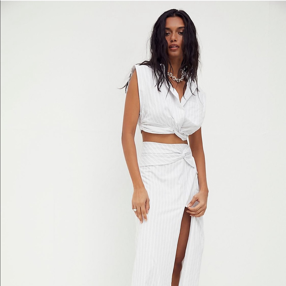 Free People, menswear inspired pin stripe 2 piece set in a size Small